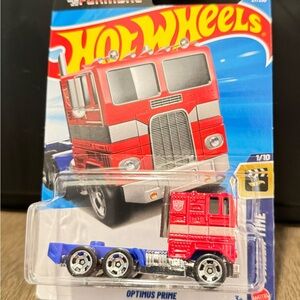 Mattel Optimus Prime Red and Blue Hot Wheels Semi Truck